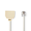 Telecom Extension Cable | RJ11 Male - 2x RJ11 Female | 2.0 m | Ivory