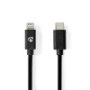 Lightning Kabel | USB 2.0 | Apple Lightning 8-pin | USB-C™ Han | 480 Mbps | Nikkelplateret | 2.00 m | Runde | PVC | Sort | Konvolut