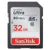SanDisk Ultra Hukommelseskort, Secure Digital SDHC-UHS I, 32 GB, Class 10, 80 MBytes/s 533x