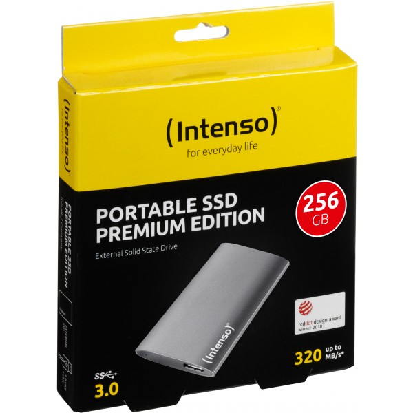 Intenso SSD Premium Edition Disque dur SSD 1,8Â´Â´ externes, 256 Go, USB 3.0, 320 Mo/s, Aluminium