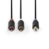 Subwoofer Cable | 2x RCA Male - RCA Female | 0.2 m | Anthracite