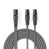 Cable de Audio XLR Compensado | XLR de 3 pines macho - 2x XLR de 3 pines hembra | 1,5 m | Gris