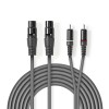 XLR-Audiokaapeli | 2 x XLR, 3-Nastainen Naaras ? 2 x RCA, Uros | 1,5 m | Harmaa